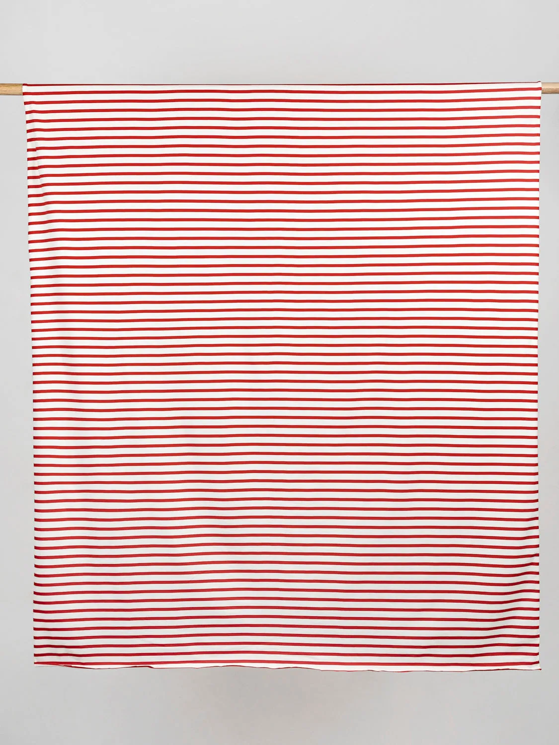 Breton Stripe Organic Cotton Jersey Knit - Cream   Red - Swatch