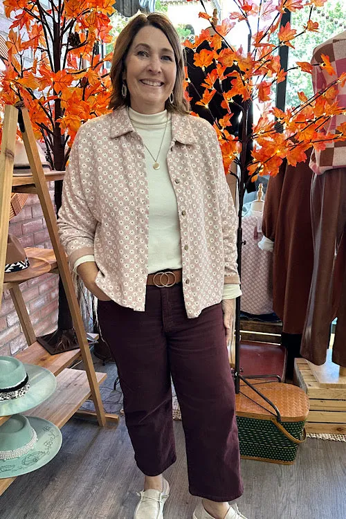 Frankie - Crop Floral Button Down - Pink