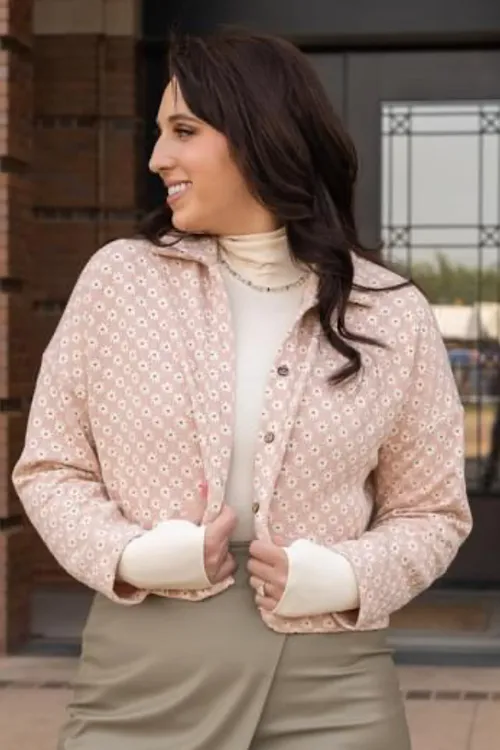 Frankie - Crop Floral Button Down - Pink