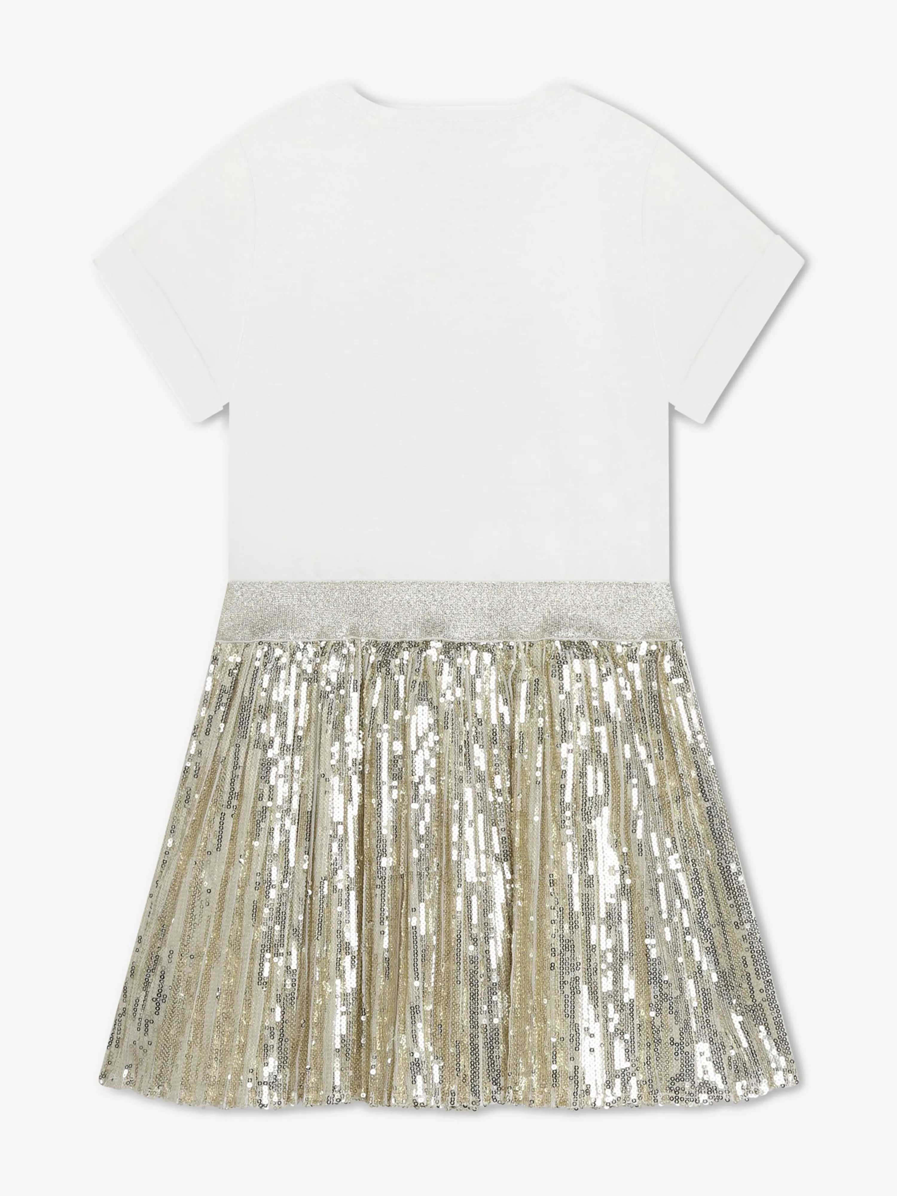 Michael Kors Girls Sequinned Logo Dress in Gold