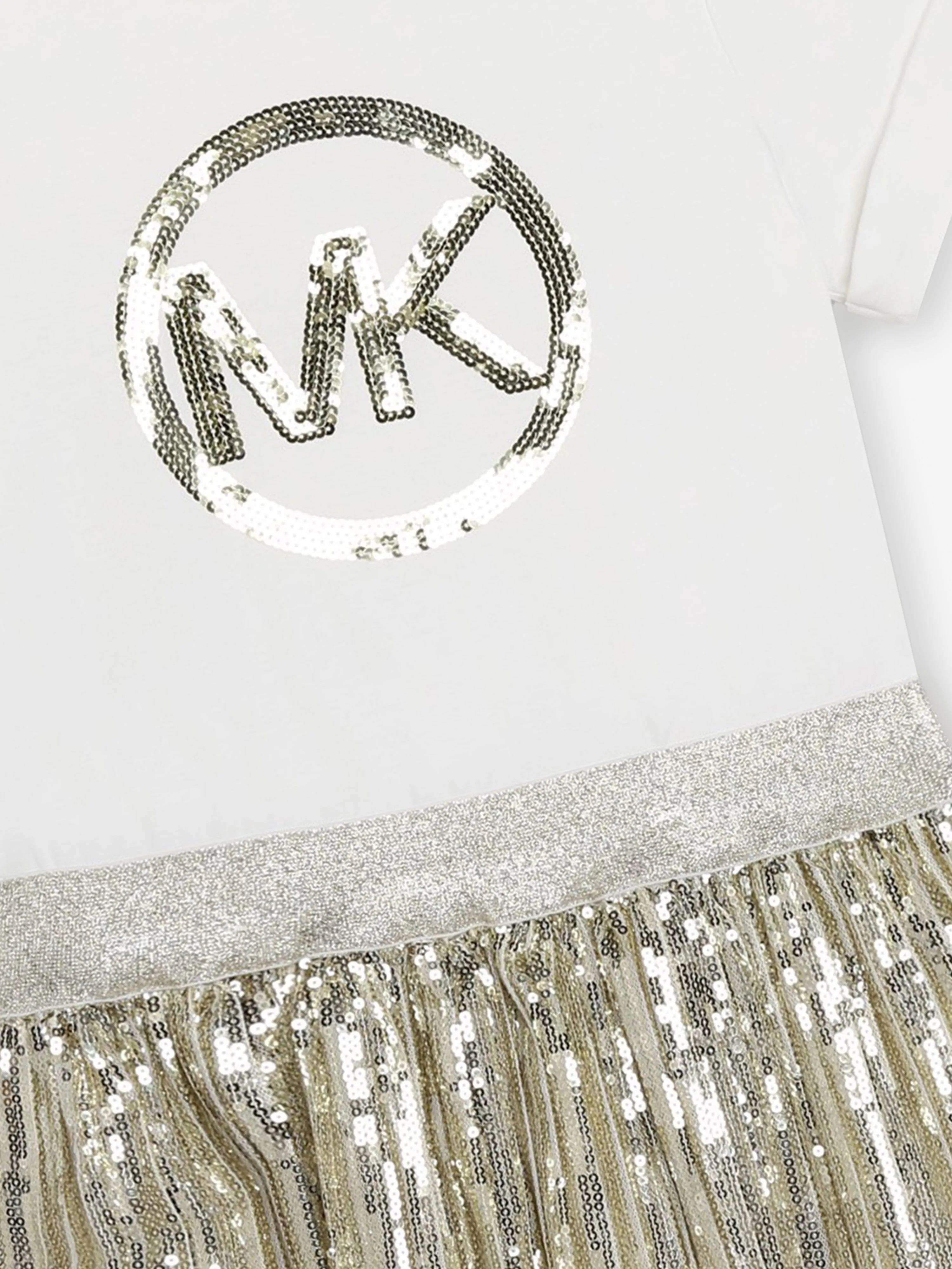 Michael Kors Girls Sequinned Logo Dress in Gold