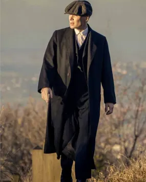 Peaky Blinders Tommy Shelby Black Long Coat for Men Vintage Style Overcoat