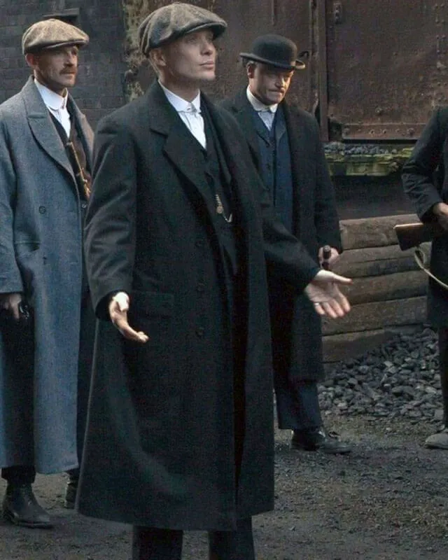 Peaky Blinders Tommy Shelby Black Long Coat for Men Vintage Style Overcoat
