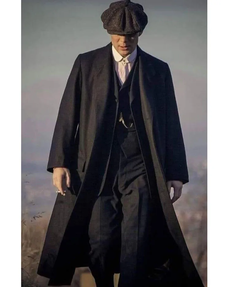 Peaky Blinders Tommy Shelby Black Long Coat for Men Vintage Style Overcoat