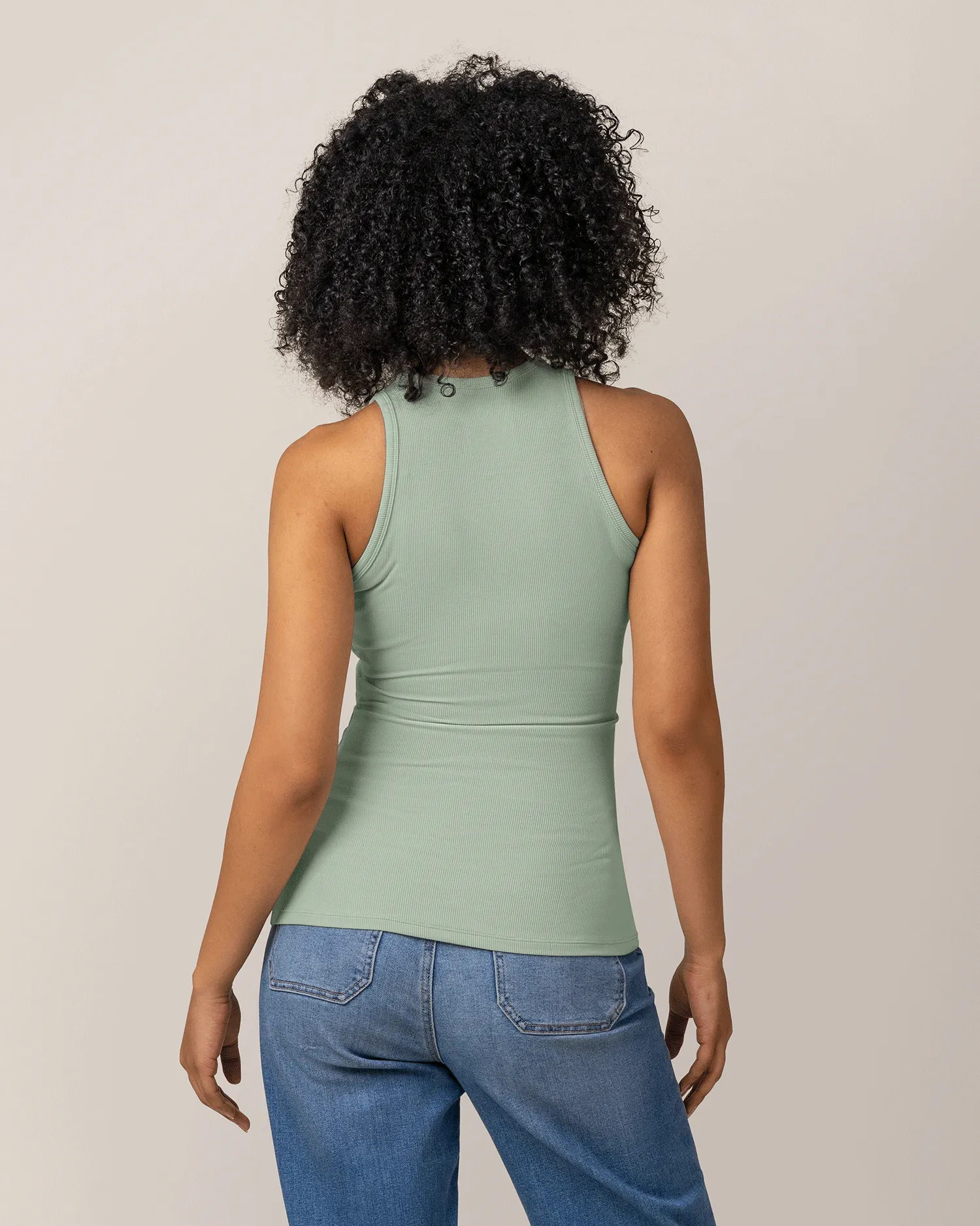 Ribbed Bamboo Racerback Nursing Tank | Aqua Mist