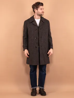 Vintage 70's Men Pure New Wool Coat in Brown