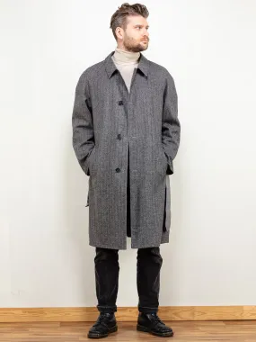 Vintage 80's Men Wool Blend Coat in Grey